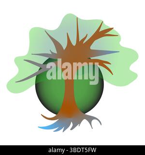 Baumsymbol. Grüner Laubkreis. Brauner Kofferraum. Symbol für Vektorcharakter. Stock Vektor