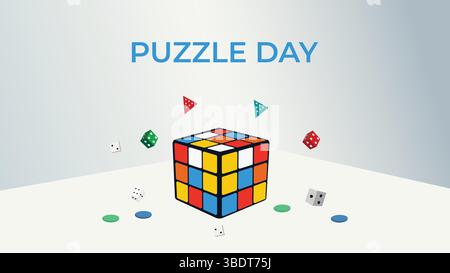 Puzzle-Tag im januar Design-Templet Stock Vektor