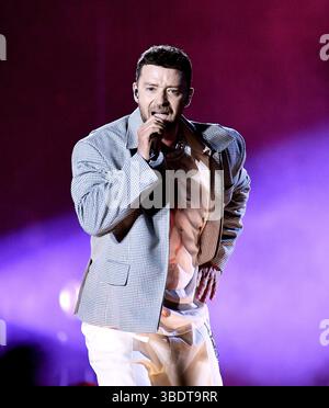 Justin Timberlake tritt am 2. Tag des BottleRock Napa Valley Music Festivals auf der Napa Valley Expo am 24. Mai 2025 in Napa, Kalifornien auf./MediaPunch Stockfoto