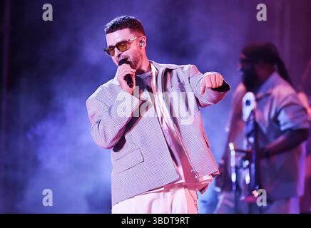 Justin Timberlake tritt am 2. Tag des BottleRock Napa Valley Music Festivals auf der Napa Valley Expo am 24. Mai 2025 in Napa, Kalifornien auf./MediaPunch Stockfoto
