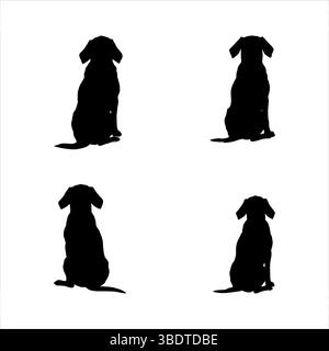Set von sitzenden Hund zurück Ansicht Silhouetten Vektor für Haustierliebhaber, Hunderassen, Tierpflege, Tier Icons Stock Vektor