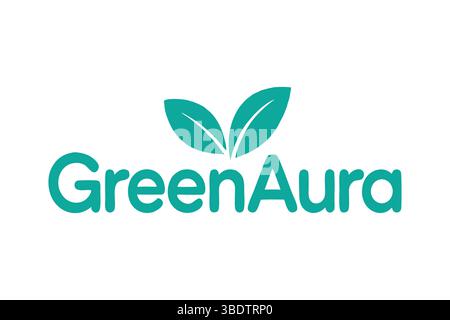 Grünes Aura-Logo mit zwei Blättern Stock Vektor