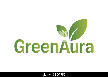 Grünes Aura-Logo mit zwei Blättern Stock Vektor