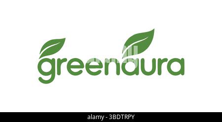 Grünes Aura-Logo mit zwei Blättern Stock Vektor