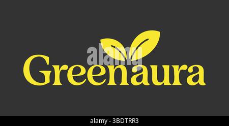 Grünes Aura-Logo mit zwei Blättern Stock Vektor