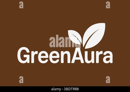 Grünes Aura-Logo mit zwei Blättern Stock Vektor