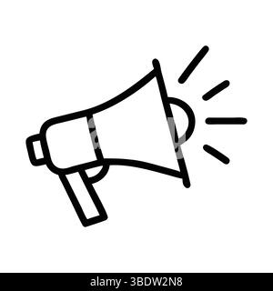 Megaphone-Symbol Vektor-Logo-Design mit Sound, lineares Symbol. Werbung und Vertrieb. Vektorabbildung. Stock Vektor