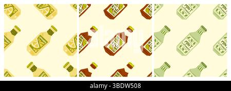 Limonadenflaschen Seamless Pattern Trio Stock Vektor