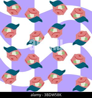 Cartoon Cap Nahtloses Muster Stock Vektor