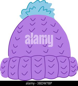 Pompon Winter Hut stricken Cartoon Vektor Illustration Stock Vektor