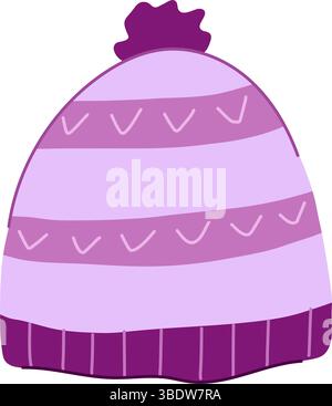 Fleece Wintermütze Stricken Cartoon Vektor Illustration Stock Vektor
