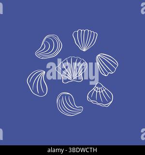 Handgezeichnete Kritzelchen-Muscheln. Stock Vektor