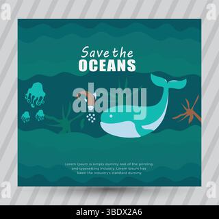 Welttag der Ozeane Stock Vektor