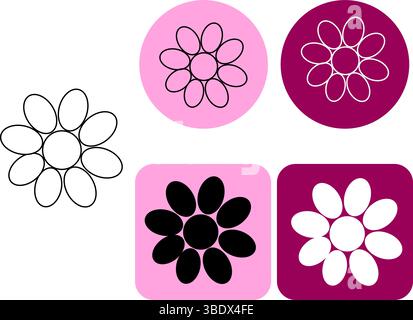 Abstrakter einfacher Blumenlogotyp. Vektorgrafik-Strichdarstellung. Kosmetik-Make-up-Kunst in Schwarz und weiß. Perfekt für Karten, Dekorationen, Aufkleber, Logos Stock Vektor