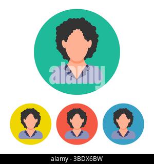 Set aus vier Geschäftsfrauen-Ikonen auf farbenfrohem Kreis. People-Symbol im flachen Stil. Vektorabbildung Stock Vektor