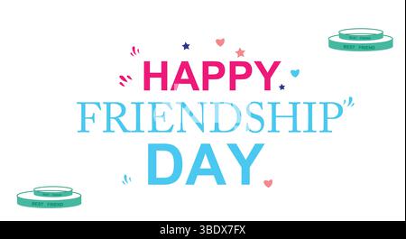 Grußkarte zum Freundschaftstag, glücklicher Feiertag der Freundschaft. Auf weißem Hintergrund Logo des Wortes „Best Friends Day“ auf weißem Hintergrund Stock Vektor