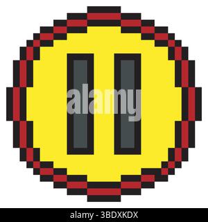 Symbol für Pause-Taste mit Pixelgrafik Stock Vektor