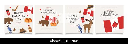 Canada Day Elements Kollektion. Design für Poster, Banner, Grußkarten, Aufkleber. Vektorabbildung Stock Vektor