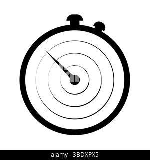 Minimalistische Stoppuhr mit konzentrischen Kreisen Vektor-Illustration. Kreisförmige Stoppuhr und mehrere gleichmäßig angeordnete konzentrische Kreise innerhalb des Zifferblatts. Stock Vektor