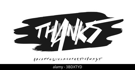Dank dynamischer Pinselbeschriftung mit Graffiti-Grunge-Flair. Energiegeladener Underground-Stil, ideal für Punk-Designs, Streetwear oder rebellische Waren Stock Vektor