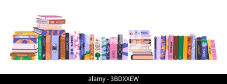 Stapel von Büchern. Bibliothek zu Hause. Vektorabbildung. Stock Vektor