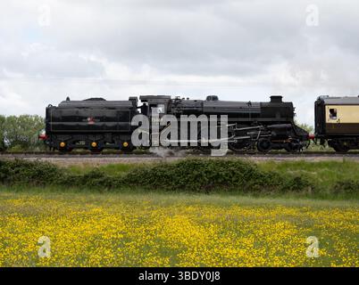 BR Standard 4MT No. 75069 beim Cotswold Festival of Steam 2025, Gloucestershire, England, Großbritannien Stockfoto