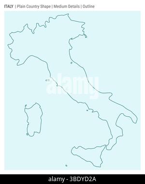 Italien einfache Landkarte. Mittlere Details. Umrissstil. Die Form Italiens. Vektorabbildung. Stock Vektor