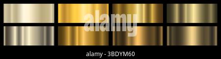 Ein Satz von metallischen Gold- und Platin-Verläufen. Stock Vektor