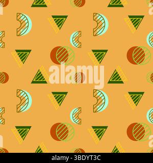 Ein nahtloses Vektormuster, inspiriert vom amerikanischen Südwesten, mit geometrischen Formen in Erdorange, Grün und Braun. Perfekt für Textilien Stock Vektor