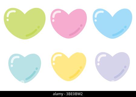Sammlung von einfachen, farbenfrohen Herzen. Vektorabbildung. Stock Vektor