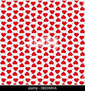 Herzpfeil wiederholen. Rotes Liebesmuster. Nahtlose Vektorromantik. Hintergrund des Valentinssymbols. Stock Vektor