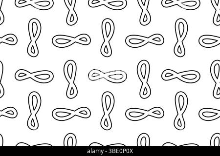 Nahtloses Muster, Ausfärbung von Seiten mit unendlichen Symbolen oder Schleifen. Hintergrund des abstrakten geometrischen Vektors. Für unterhaltsame Kinder, Schwarz-weiß-Design, Stock Vektor