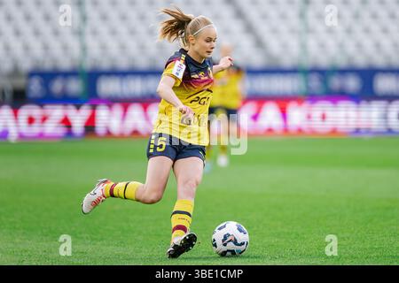 Lodz, Polen. Mai 2025. Zofia Gietkowska aus Pogon im Finale des Polnischen Pokalpokals 2025 zwischen KKS Czarni Antrans Sosnowiec und Pogon Szczecin im Wladyslaw Krol Municipal Stadium. Endstand; KKS Czarni Antrans Sosnowiec 1:1 (Elfmeter 4:3) Pogon Szczecin. Quelle: SOPA Images Limited/Alamy Live News Stockfoto