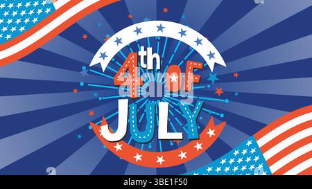 Lebendige Vektor-Illustration mit Sternen, Streifen und Feuerwerk in Rot, weiß und Blau. Perfekt für Themen zum Unabhängigkeitstag Stock Vektor