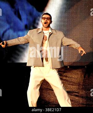 Justin Timberlake tritt am 2. Tag des BottleRock Napa Valley Music Festivals auf der Napa Valley Expo am 24. Mai 2025 in Napa, Kalifornien, auf. Stockfoto