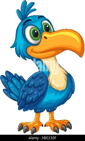 Lebendige Vektor-Illustration eines Zeichentrickschnabels mit großen Augen und einem hellen Schnabel, der verspielten und skurrilen Stil zeigt Stock Vektor