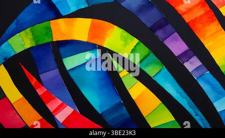 Abstrakter heller mehrfarbiger Hintergrund, buntes Aquarellmuster für Design Stockfoto