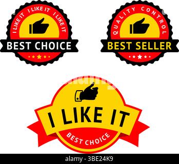 Satz von Abzeichen Best Choice Bestseller Vektorstempel Stock Vektor