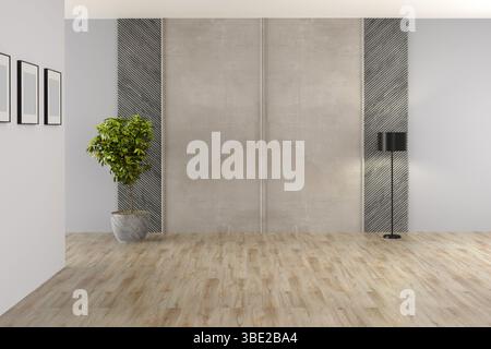 3D-Rendering-Freiraum-Innenraumgestaltung . Innenraum des Büros Stockfoto