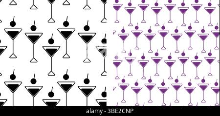 Dreieckige Martini-Gläser nahtlose Muster minimalistisches Design Menükarten oder Werbehintergründe Idee. Isolierte Vektor-Illustration Hintergrundbild Café Bar Karten, Posten oder Web Promo Banner, Faltblatt, Poster Stock Vektor