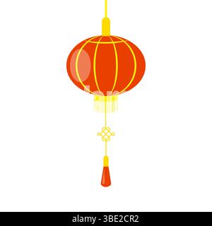 Asiatisches Laterne-Symbol. Rote Form zum Aufhängen. Herkömmlicher Lichtvektor. Chinesisches Feiertagsobjekt. Stock Vektor