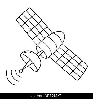Satellit in Space-Vektor-Doodle-Illustration Stock Vektor