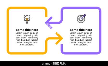 Infografik-Vorlage mit Symbolen und 2 Optionen oder Schritten. Kann für Workflow-Layout, Diagramm, Banner, webdesign verwendet werden. Vektorgrafik Stock Vektor