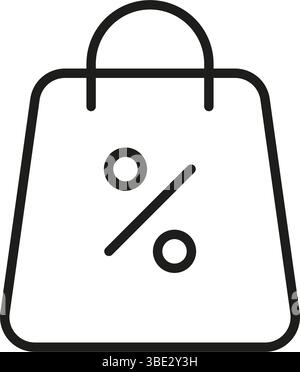 Einkaufstasche Mit Symbol Für Prozentuale Linie. Symbol Für Rabatt, Verkauf Und Promotion. Einzelhandelsmarketing und E-Commerce-Strategie. Bearbeitbare Kontur Stock Vektor