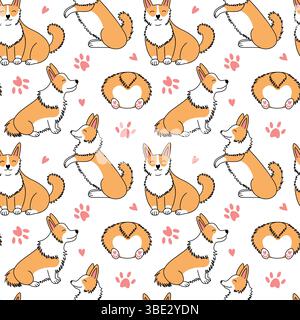 Nahtloses Corgi-Vektor-Muster Stock Vektor