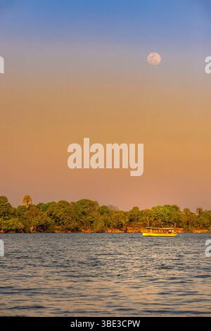 Simbabwe, die septentrionale Provinz Matabeleland, der Bezirk Hwange, eine naturalistische Aussichtskreuzfahrt auf dem Sambesi-Fluss Stockfoto