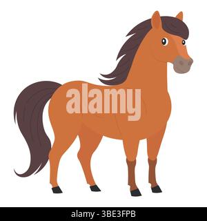 Pferd im flachen Stil. Vektorillustration eines Tieres auf einem Bauernhof Stock Vektor