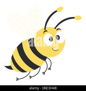 Bee im flachen Stil. Vektor-Cartoon-Illustration des Tieres auf dem Bauernhof Stock Vektor