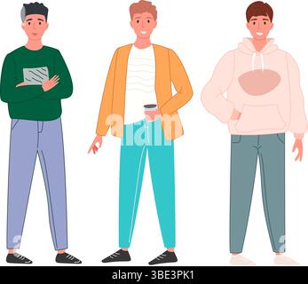 Cartoon-Avatare von drei Männern, Vektor-Illustration. Stock Vektor