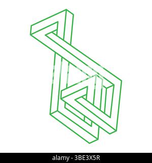 Unmögliche Formen. Logo. Sakrale Geometriefiguren. Optische Täuschung. Abstrakte ewige geometrische Objekte. Unmöglich endlose Kontur. Optische Kunst Stock Vektor